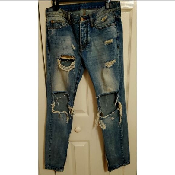 MNML Men's Jeans Fully Distressed Waist Size 29 Unisex - Picture 1 of 11